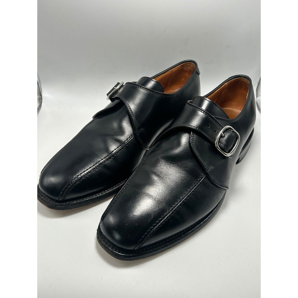 Allen Edmonds Concord Shoes Mens 9 D Black Leather Monk Strap Split Toe 5004